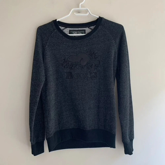 Roots Women’s Sweatshirt Leather Beaver logo Navy blue Pepper Size S - Picture 8 of 15